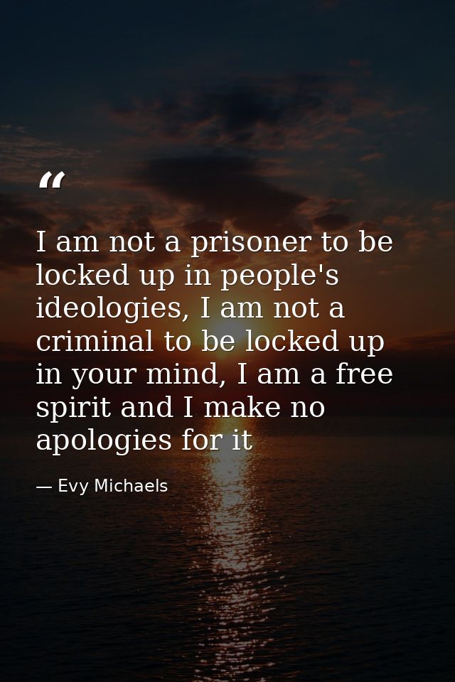 I am not a prisoner to be locked up in people's ideologies, I am not a criminal to be locked up in your mind, I am a fre — Evy Michaels