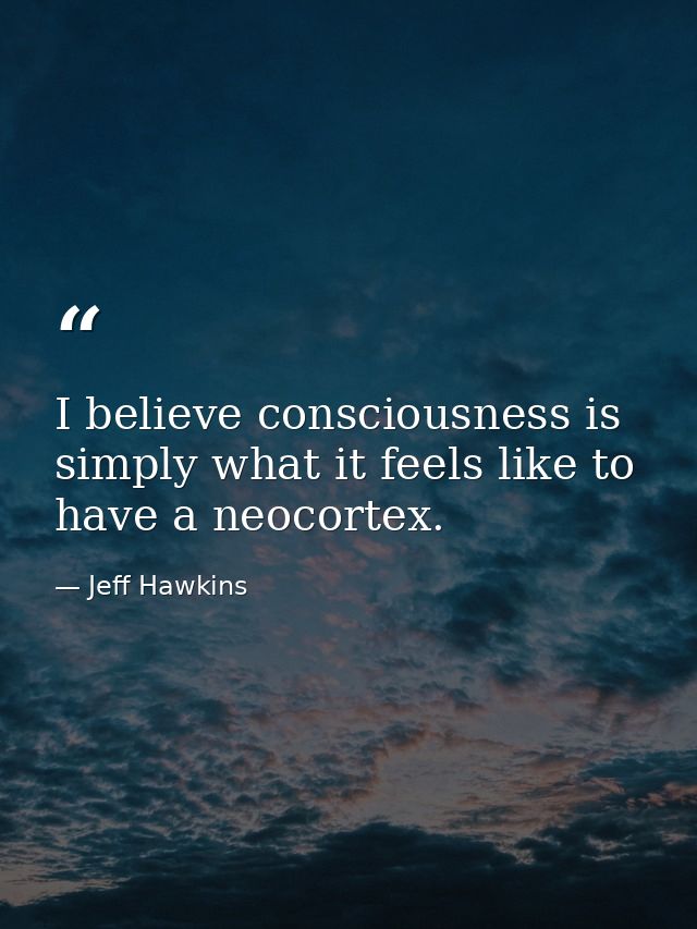 I believe consciousness is simply what it feels like to have a neocortex. — Jeff Hawkins