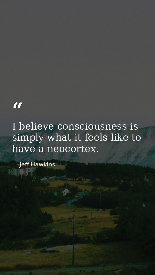 I believe consciousness is simply what it feels like to have a neocortex. — Jeff Hawkins