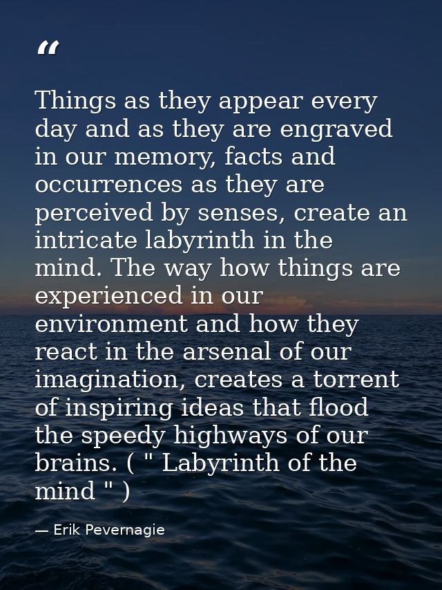 Things as they appear every day and as they are engraved in our memory, facts and occurrences as they are perceived by s — Erik Pevernagie