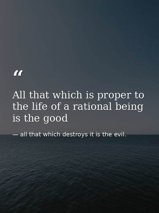 All that which is proper to the life of a rational being is the good — all that which destroys it is the evil.