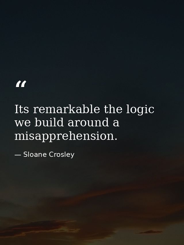 Its remarkable the logic we build around a misapprehension. — Sloane Crosley