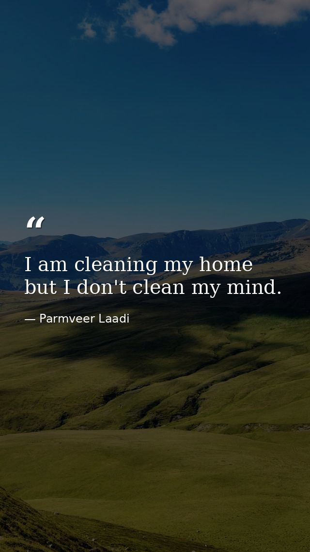 I am cleaning my home but I don't clean my mind. — Parmveer Laadi
