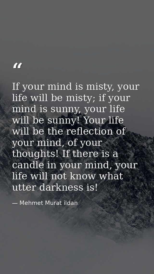 If your mind is misty, your life will be misty; if your mind is sunny, your life will be sunny! Your life will be the re — Mehmet Murat ildan