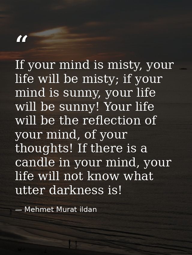 If your mind is misty, your life will be misty; if your mind is sunny, your life will be sunny! Your life will be the re — Mehmet Murat ildan