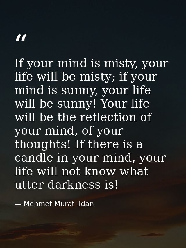 If your mind is misty, your life will be misty; if your mind is sunny, your life will be sunny! Your life will be the re — Mehmet Murat ildan