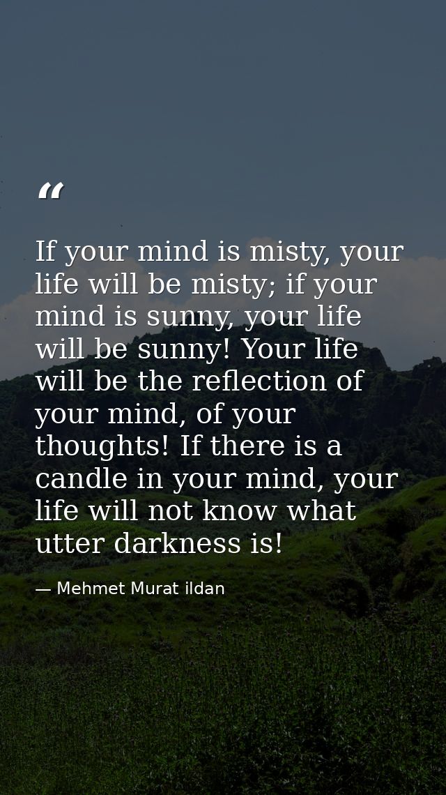 If your mind is misty, your life will be misty; if your mind is sunny, your life will be sunny! Your life will be the re — Mehmet Murat ildan
