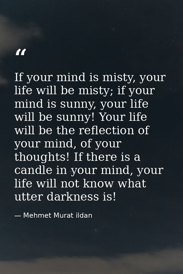 If your mind is misty, your life will be misty; if your mind is sunny, your life will be sunny! Your life will be the re — Mehmet Murat ildan