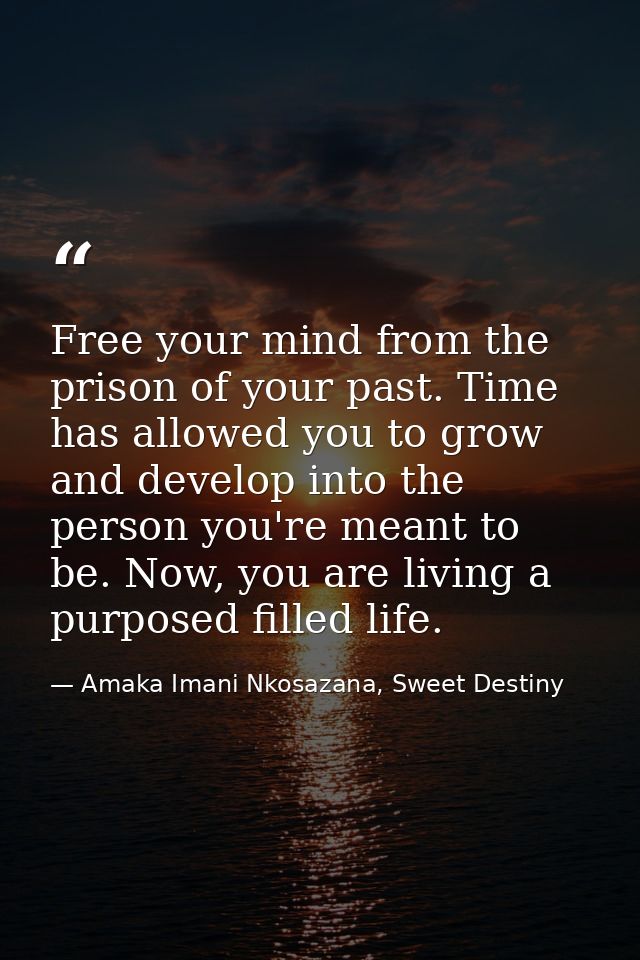 Free your mind from the prison of your past. Time has allowed you to grow and develop into the person you're meant to be — Amaka Imani Nkosazana, Sweet Destiny