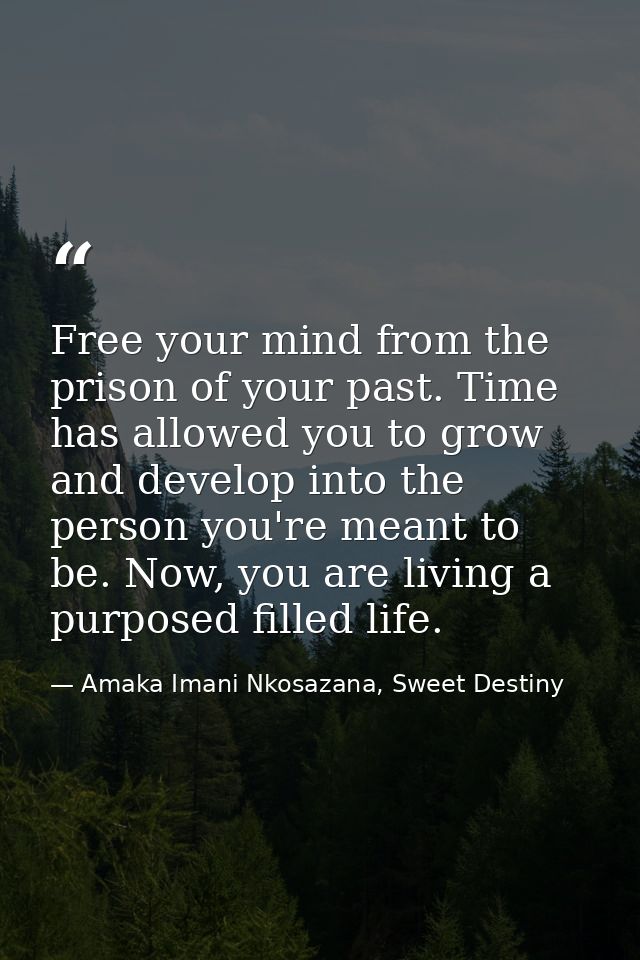 Free your mind from the prison of your past. Time has allowed you to grow and develop into the person you're meant to be — Amaka Imani Nkosazana, Sweet Destiny
