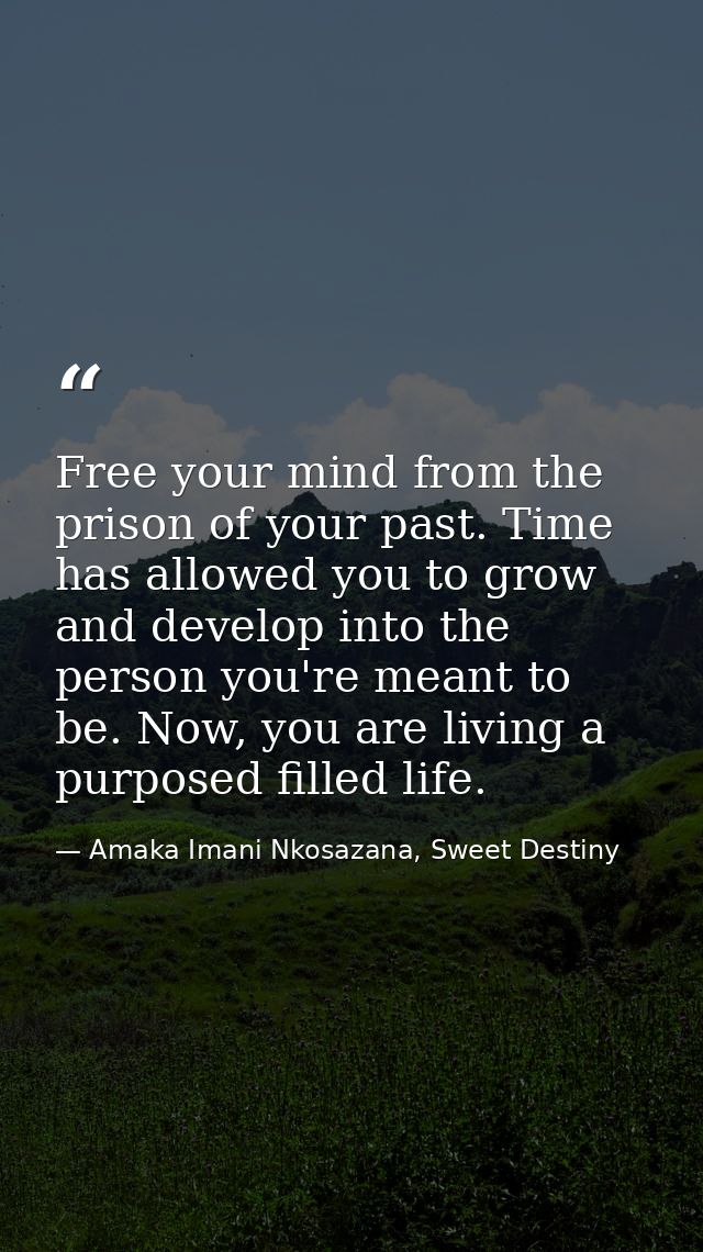 Free your mind from the prison of your past. Time has allowed you to grow and develop into the person you're meant to be — Amaka Imani Nkosazana, Sweet Destiny