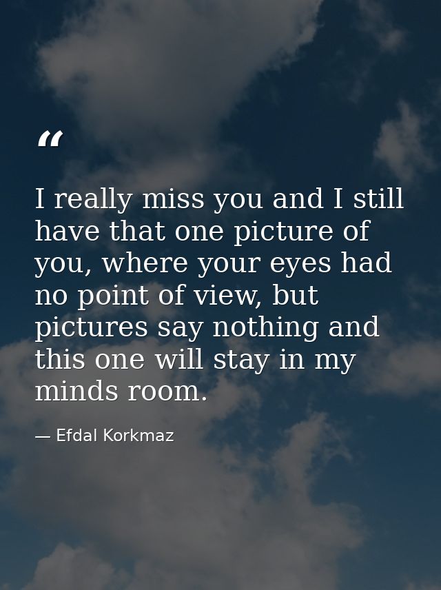 I really miss you and I still have that one picture of you, where your eyes had no point of view, but pictures say nothi — Efdal Korkmaz