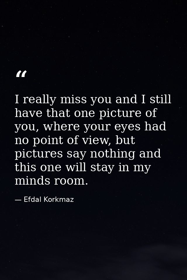 I really miss you and I still have that one picture of you, where your eyes had no point of view, but pictures say nothi — Efdal Korkmaz