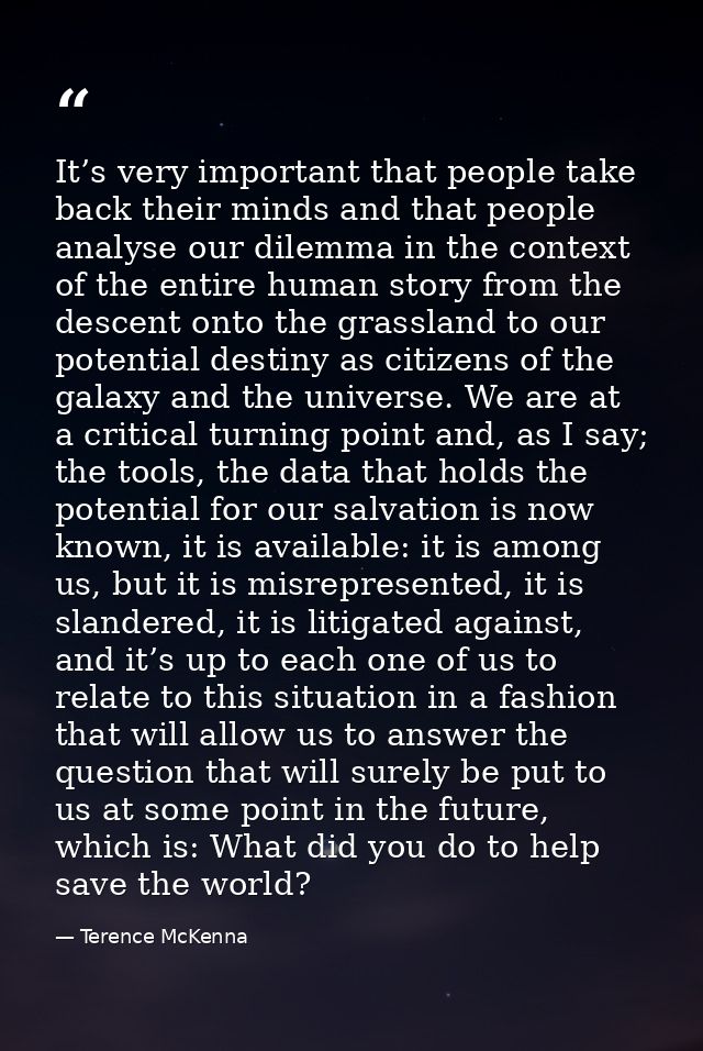 It’s very important that people take back their minds and that people analyse our dilemma in the context of the entire h — Terence McKenna