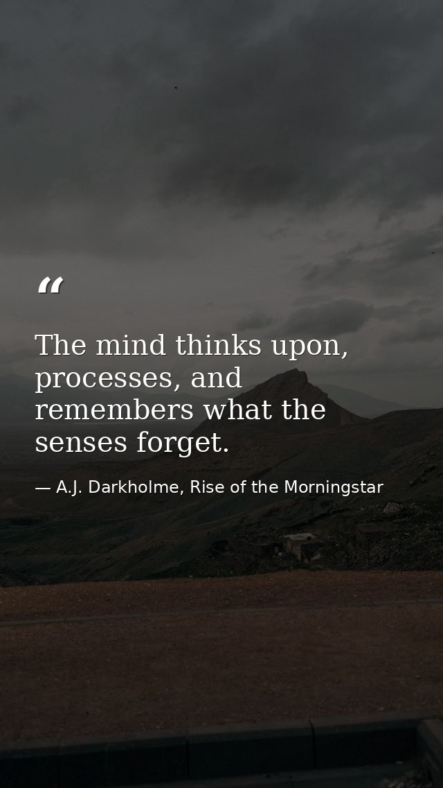 The mind thinks upon, processes, and remembers what the senses forget. — A.J. Darkholme, Rise of the Morningstar