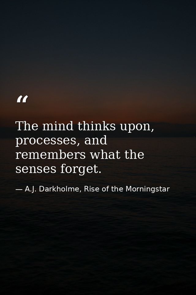 The mind thinks upon, processes, and remembers what the senses forget. — A.J. Darkholme, Rise of the Morningstar