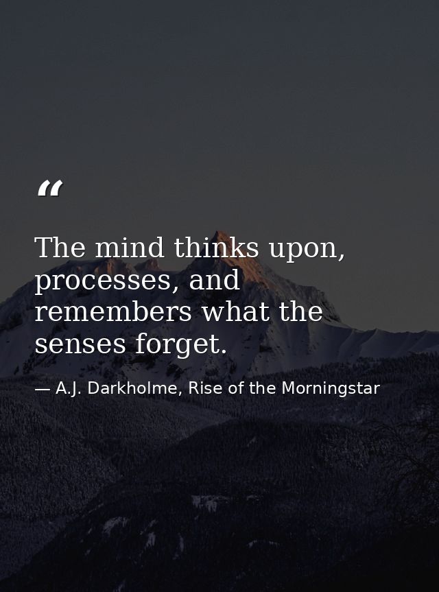The mind thinks upon, processes, and remembers what the senses forget. — A.J. Darkholme, Rise of the Morningstar
