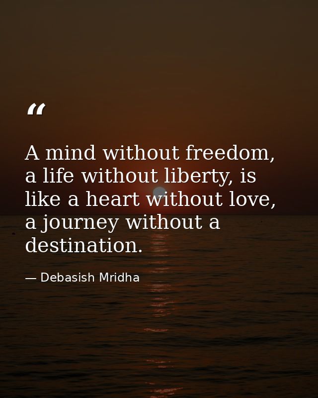 A mind without freedom, a life without liberty, is like a heart without love, a journey without a destination. — Debasish Mridha