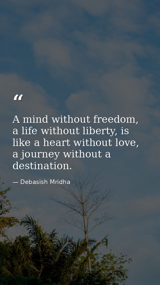 A mind without freedom, a life without liberty, is like a heart without love, a journey without a destination. — Debasish Mridha
