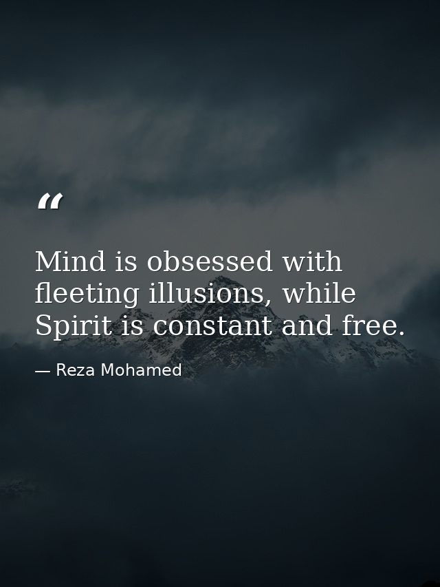 Mind is obsessed with fleeting illusions, while Spirit is constant and free. — Reza Mohamed