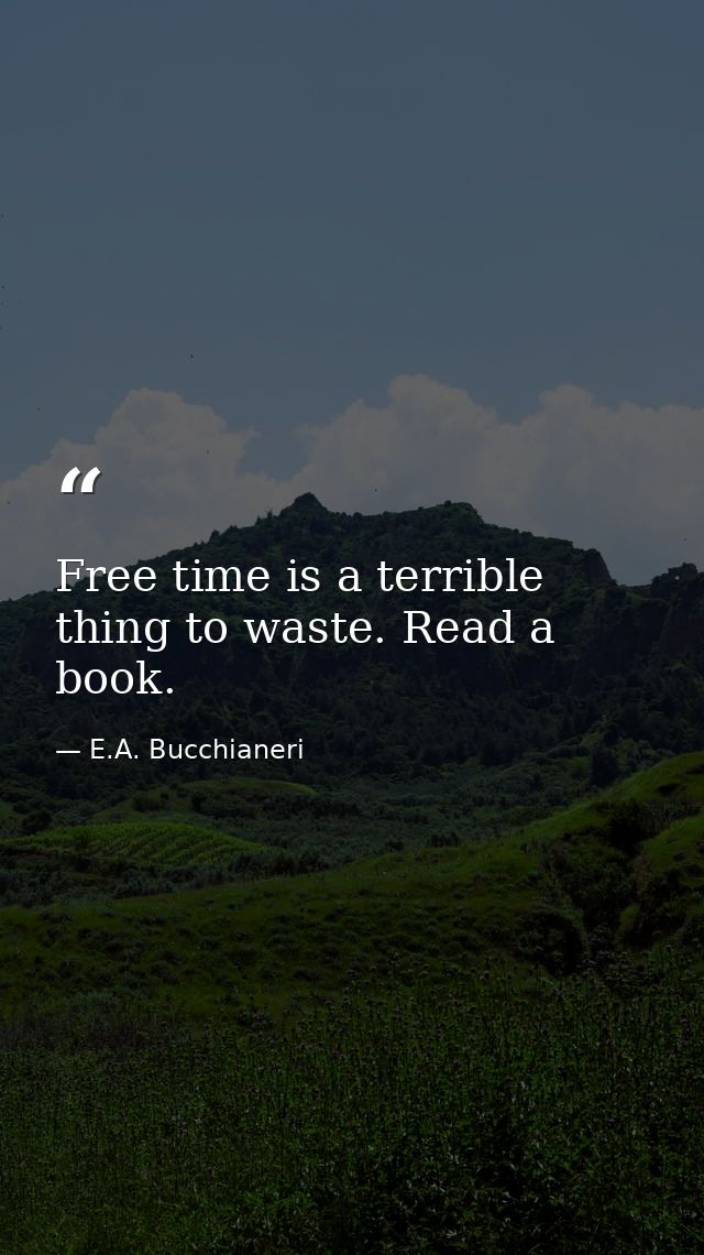 Free time is a terrible thing to waste. Read a book. — E.A. Bucchianeri
