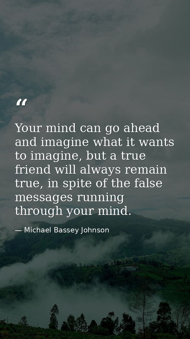 Your mind can go ahead and imagine what it wants to imagine, but a true friend will always remain true, in spite of the  — Michael Bassey Johnson
