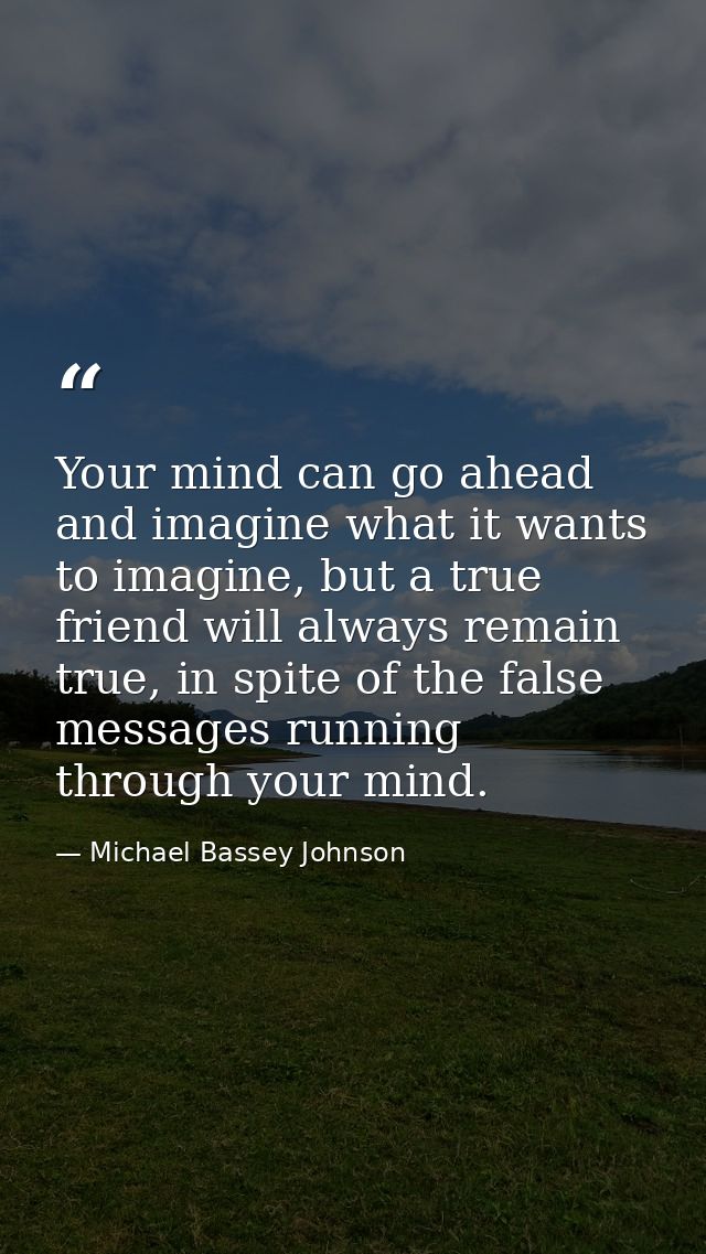 Your mind can go ahead and imagine what it wants to imagine, but a true friend will always remain true, in spite of the  — Michael Bassey Johnson
