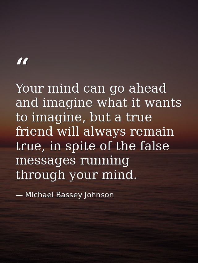 Your mind can go ahead and imagine what it wants to imagine, but a true friend will always remain true, in spite of the  — Michael Bassey Johnson