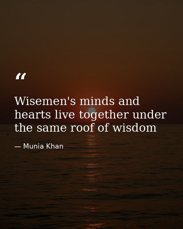 Wisemen's minds and hearts live together under the same roof of wisdom — Munia Khan