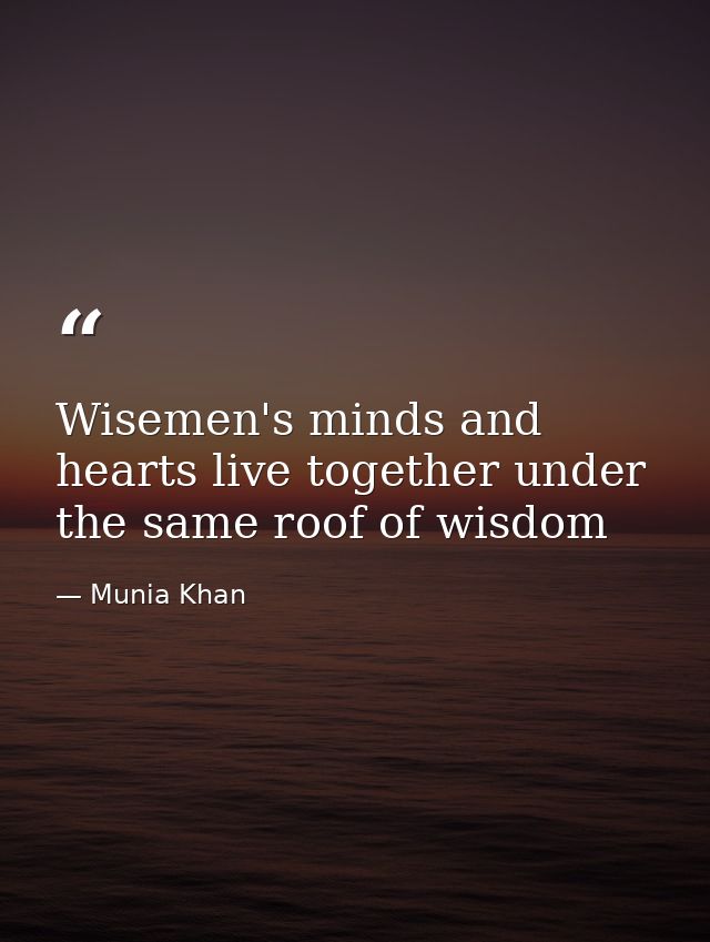 Wisemen's minds and hearts live together under the same roof of wisdom — Munia Khan