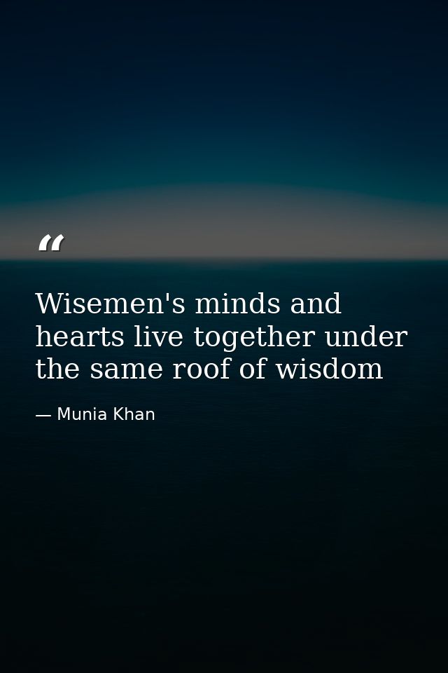 Wisemen's minds and hearts live together under the same roof of wisdom — Munia Khan