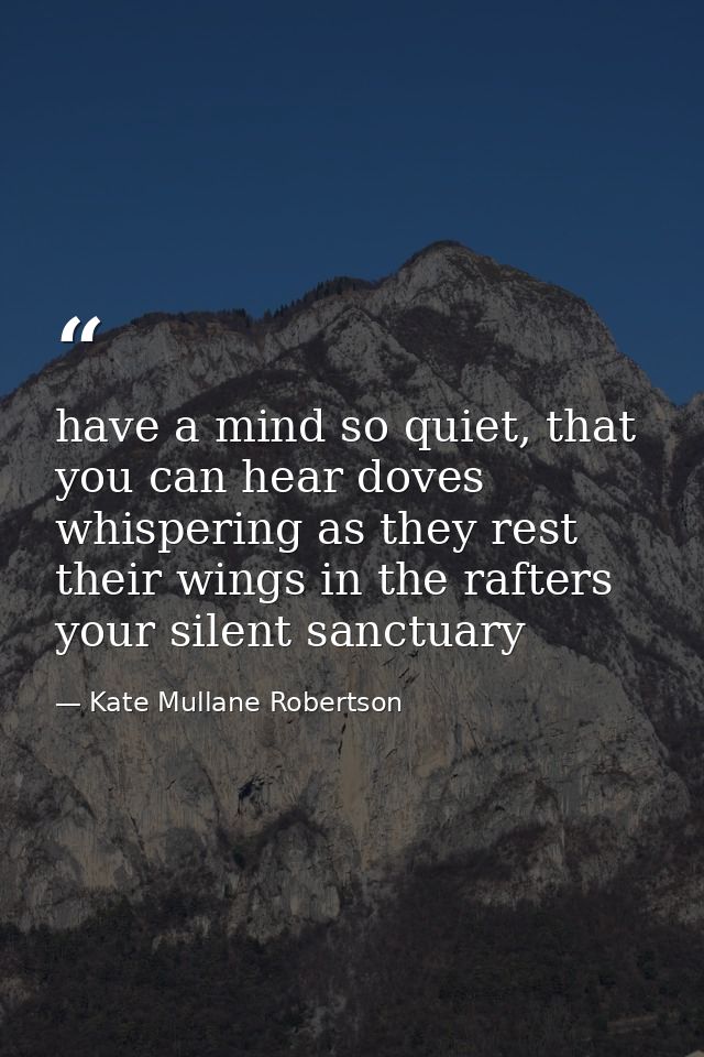 have a mind so quiet, that you can hear doves whispering as they rest their wings in the rafters your silent sanctuary — Kate Mullane Robertson