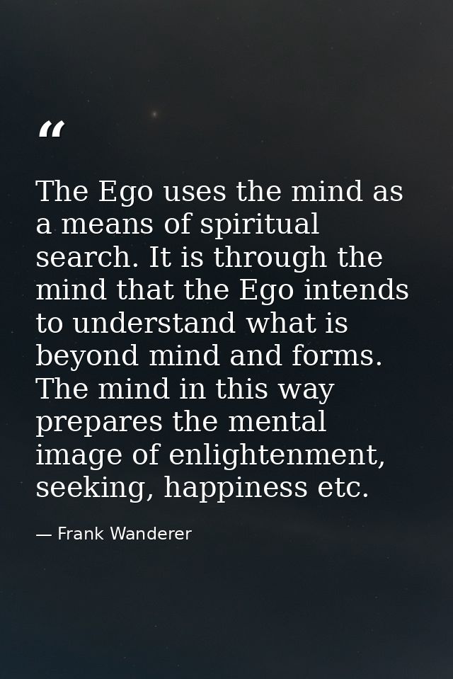 The Ego uses the mind as a means of spiritual search. It is through the mind that the Ego intends to understand what is  — Frank Wanderer