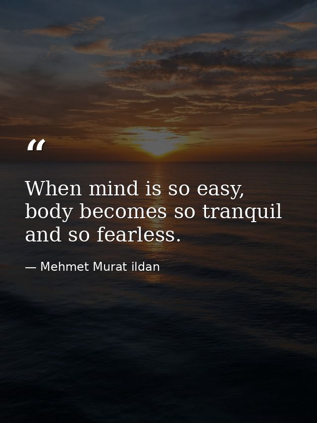When mind is so easy, body becomes so tranquil and so fearless. — Mehmet Murat ildan