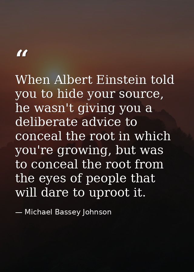 When Albert Einstein told you to hide your source, he wasn't giving you a deliberate advice to conceal the root in which — Michael Bassey Johnson
