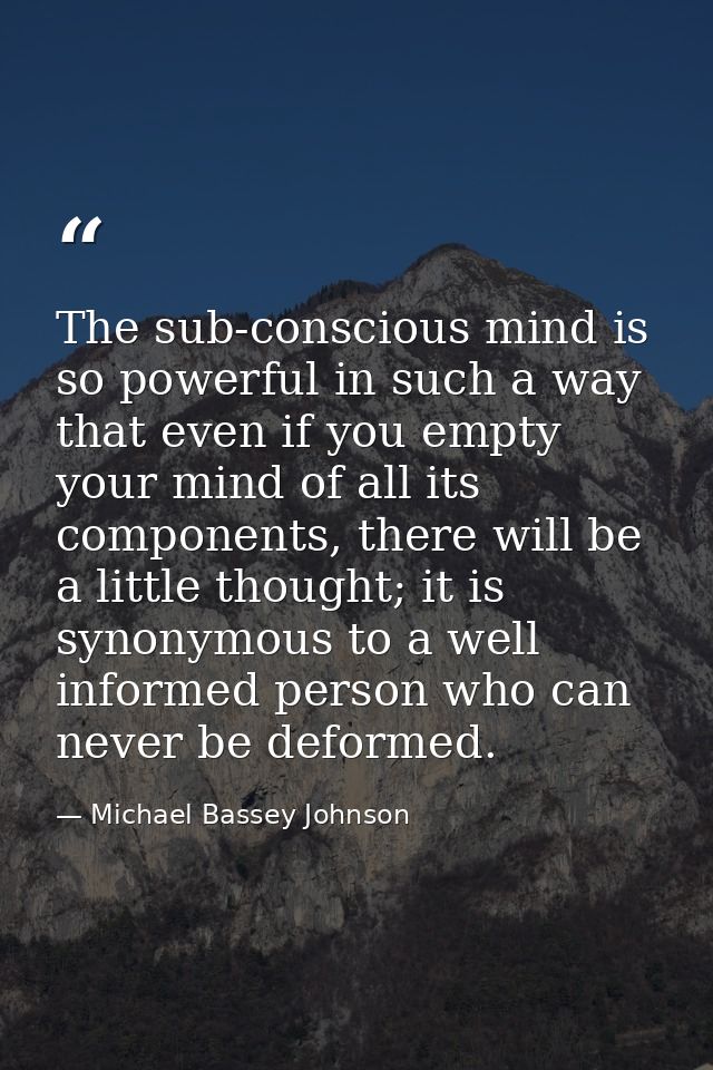 The sub-conscious mind is so powerful in such a way that even if you empty your mind of all its components, there will b — Michael Bassey Johnson