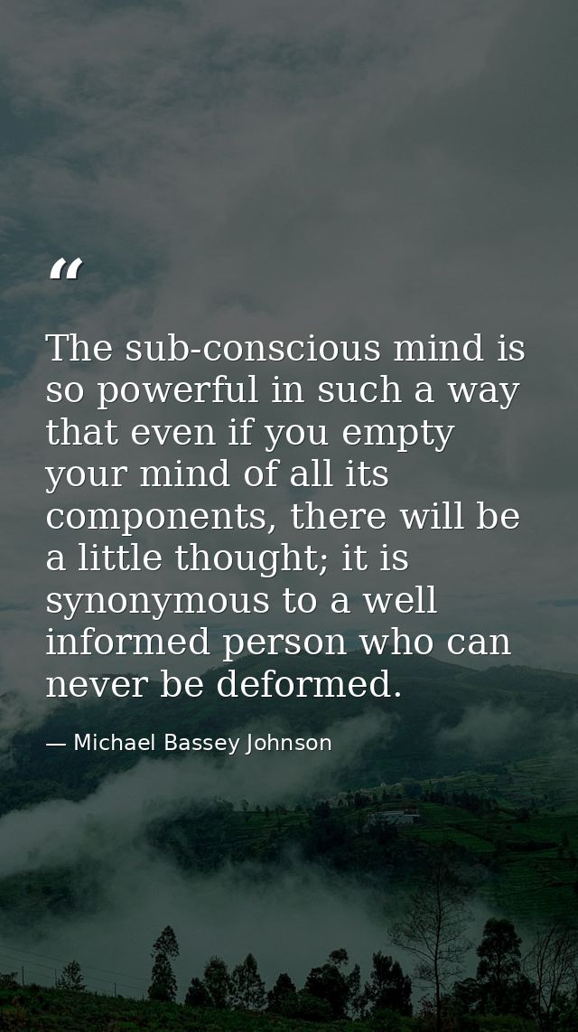 The sub-conscious mind is so powerful in such a way that even if you empty your mind of all its components, there will b — Michael Bassey Johnson