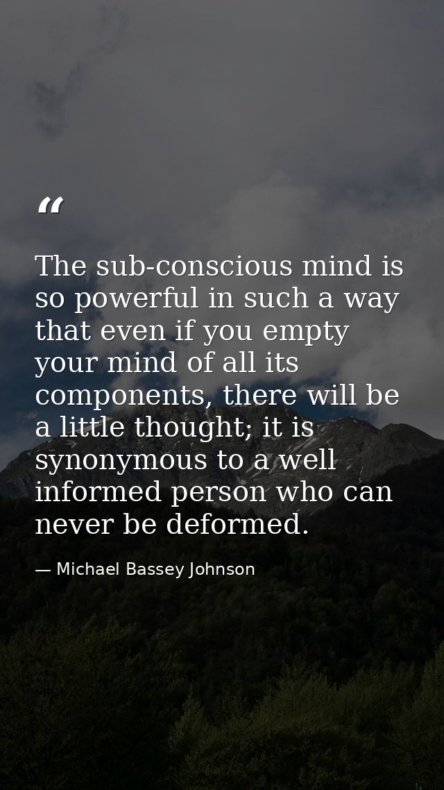 The sub-conscious mind is so powerful in such a way that even if you empty your mind of all its components, there will b — Michael Bassey Johnson