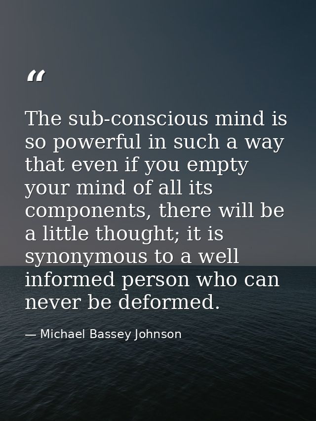 The sub-conscious mind is so powerful in such a way that even if you empty your mind of all its components, there will b — Michael Bassey Johnson
