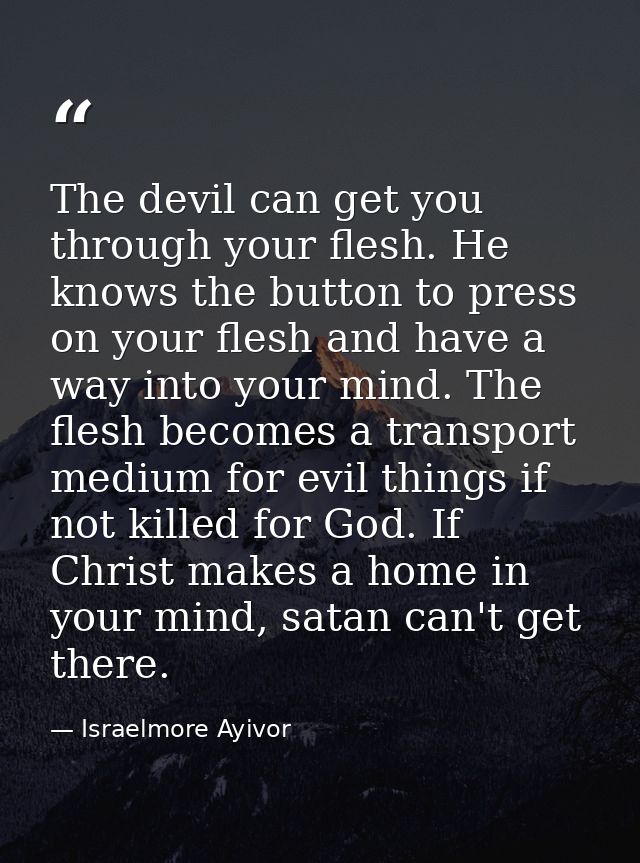 The devil can get you through your flesh. He knows the button to press on your flesh and have a way into your mind. The  — Israelmore Ayivor
