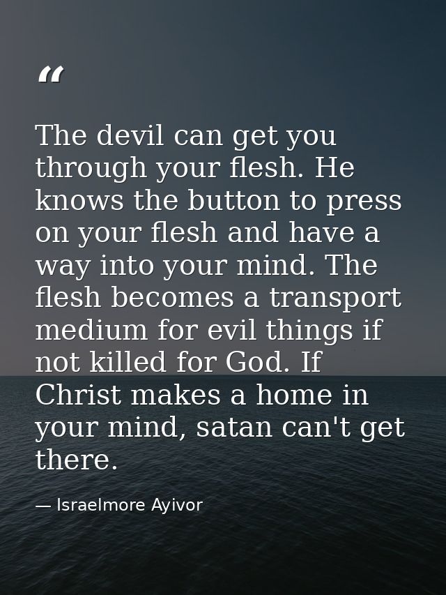 The devil can get you through your flesh. He knows the button to press on your flesh and have a way into your mind. The  — Israelmore Ayivor