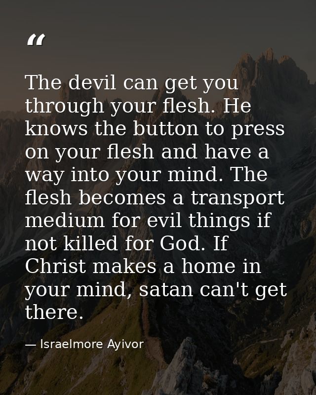 The devil can get you through your flesh. He knows the button to press on your flesh and have a way into your mind. The  — Israelmore Ayivor