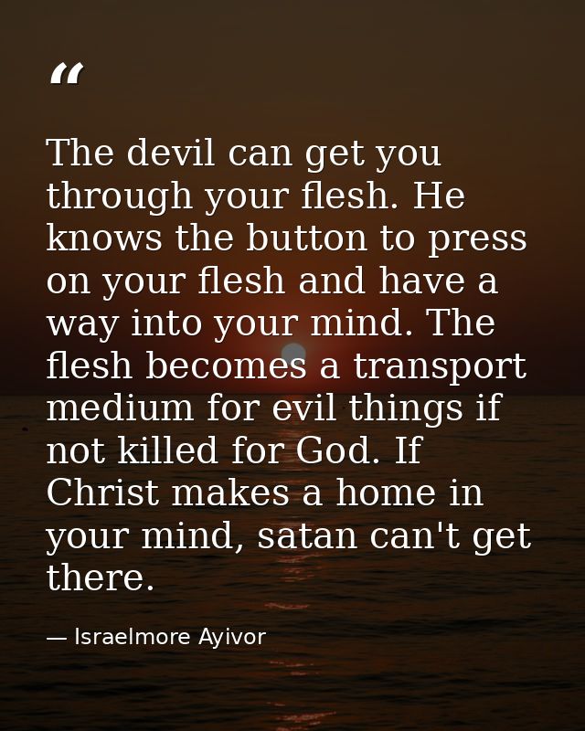 The devil can get you through your flesh. He knows the button to press on your flesh and have a way into your mind. The  — Israelmore Ayivor