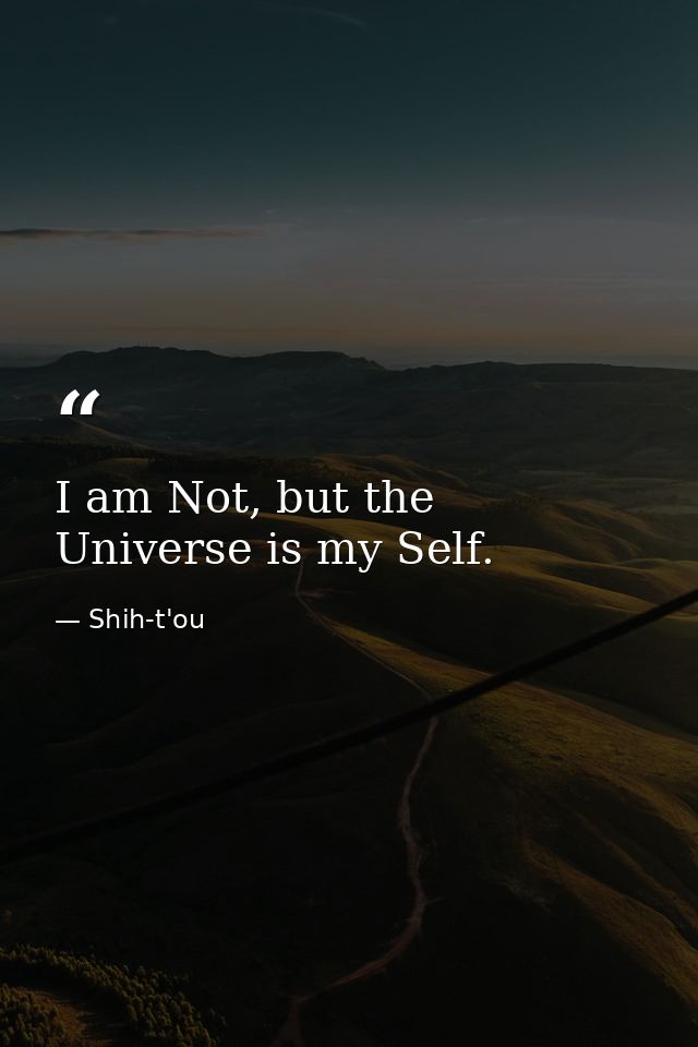I am Not, but the Universe is my Self. — Shih-t'ou
