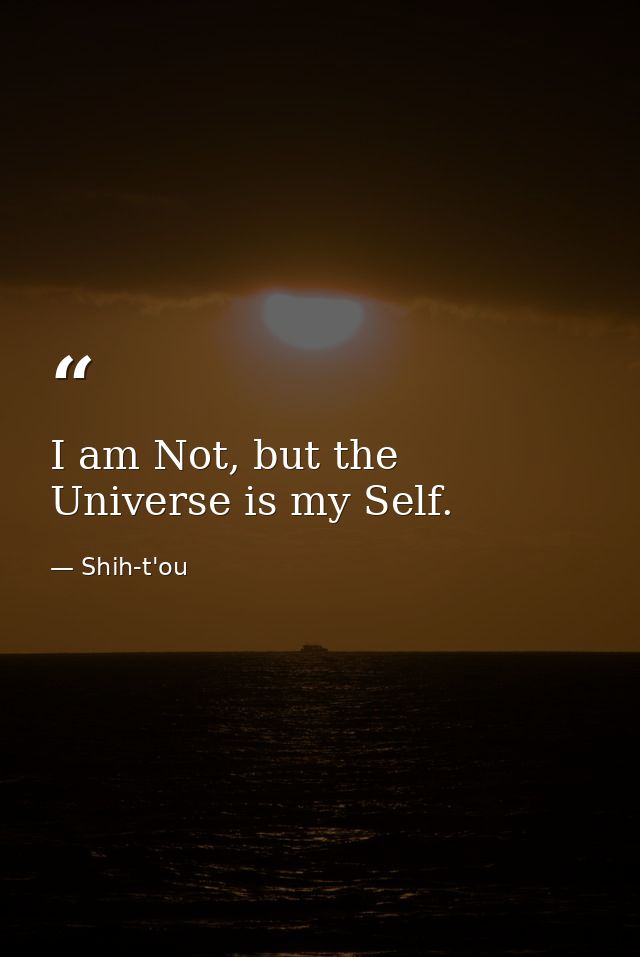 I am Not, but the Universe is my Self. — Shih-t'ou