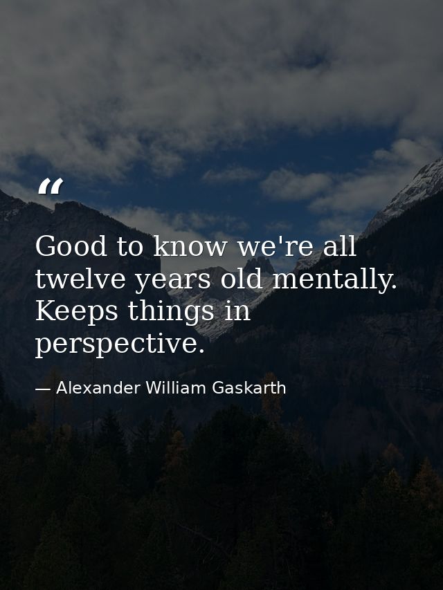Good to know we're all twelve years old mentally. Keeps things in perspective. — Alexander William Gaskarth