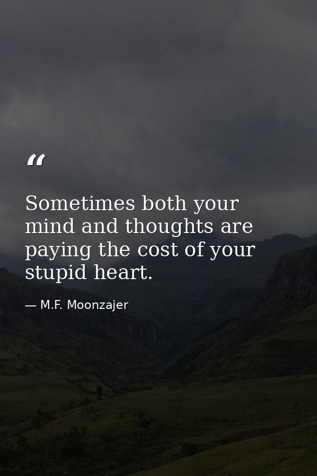 Sometimes both your mind and thoughts are paying the cost of your stupid heart. — M.F. Moonzajer