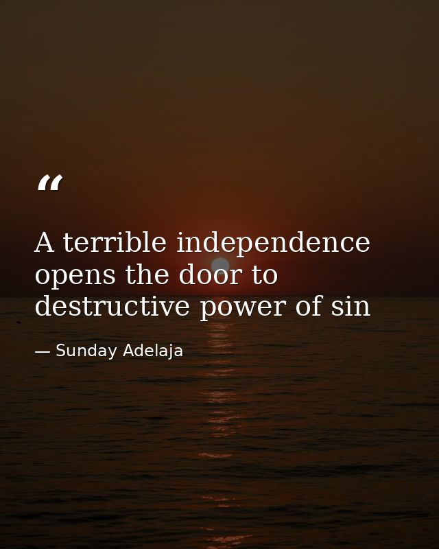 A terrible independence opens the door to destructive power of sin — Sunday Adelaja