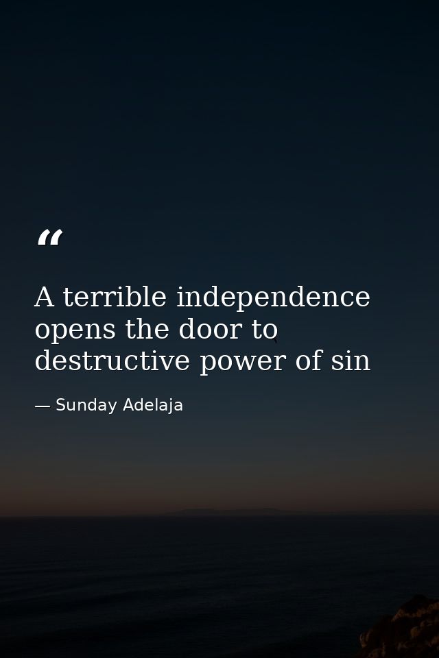 A terrible independence opens the door to destructive power of sin — Sunday Adelaja