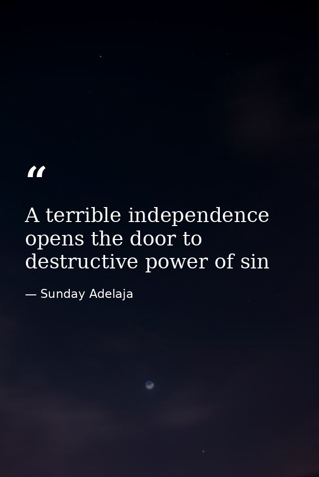 A terrible independence opens the door to destructive power of sin — Sunday Adelaja